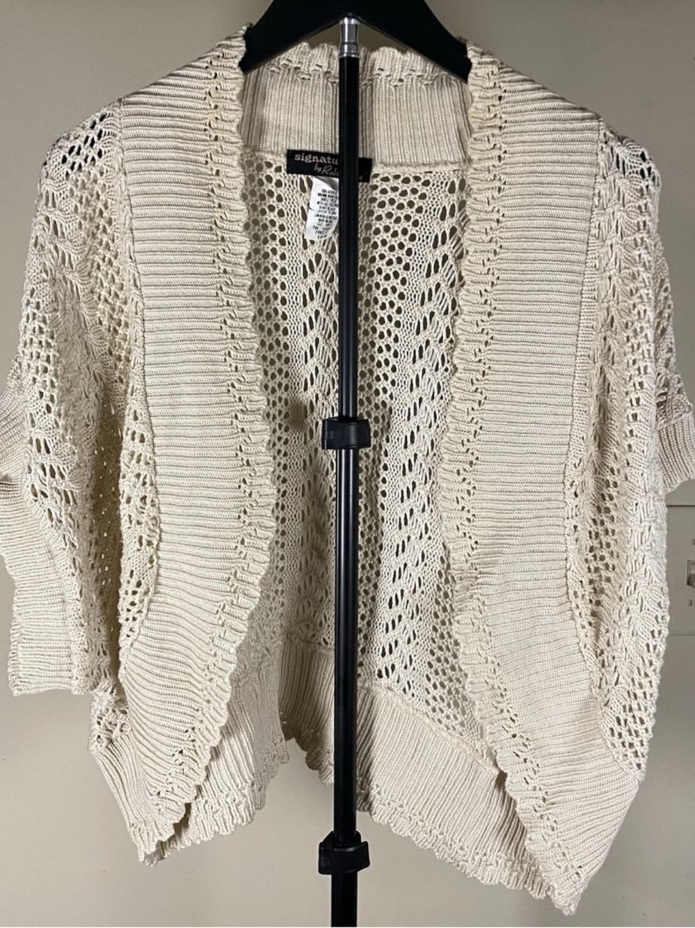 Signature by Robbie Bee Cream Crochet Shrug Cardigan Bolero 18W